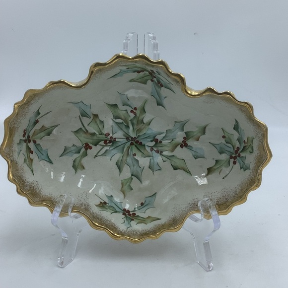Vintage Cross Shaped Footed Holly Candy Bowl - Picture 1 of 5